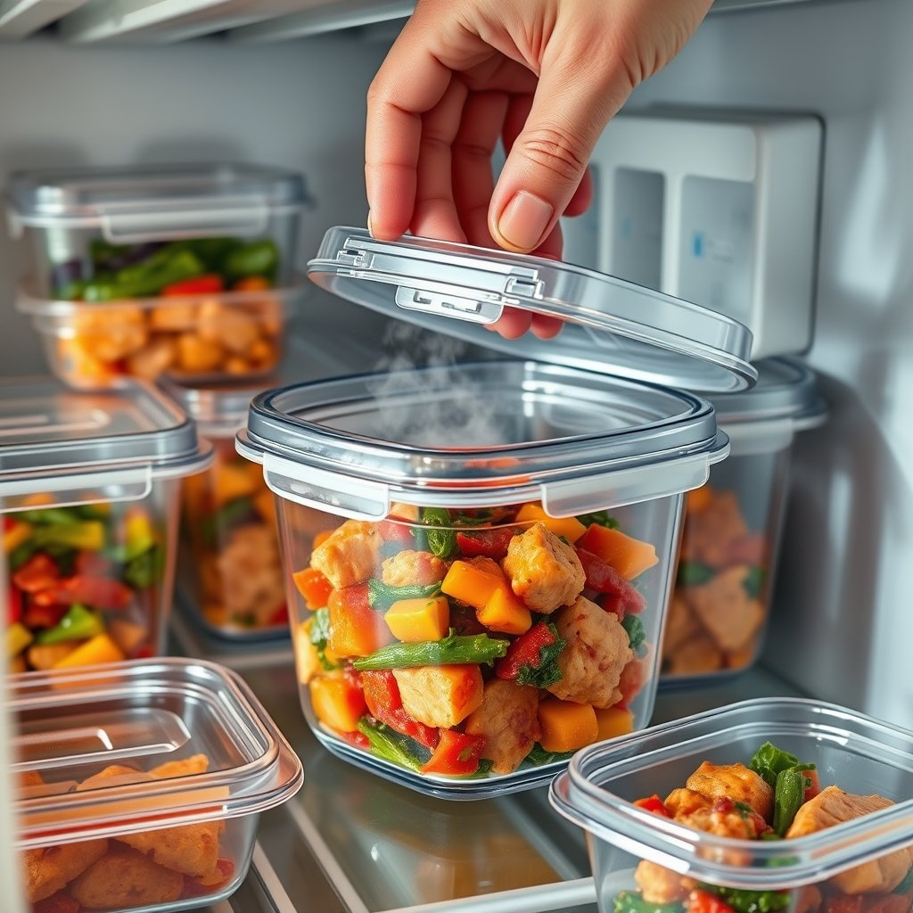 food containers in action