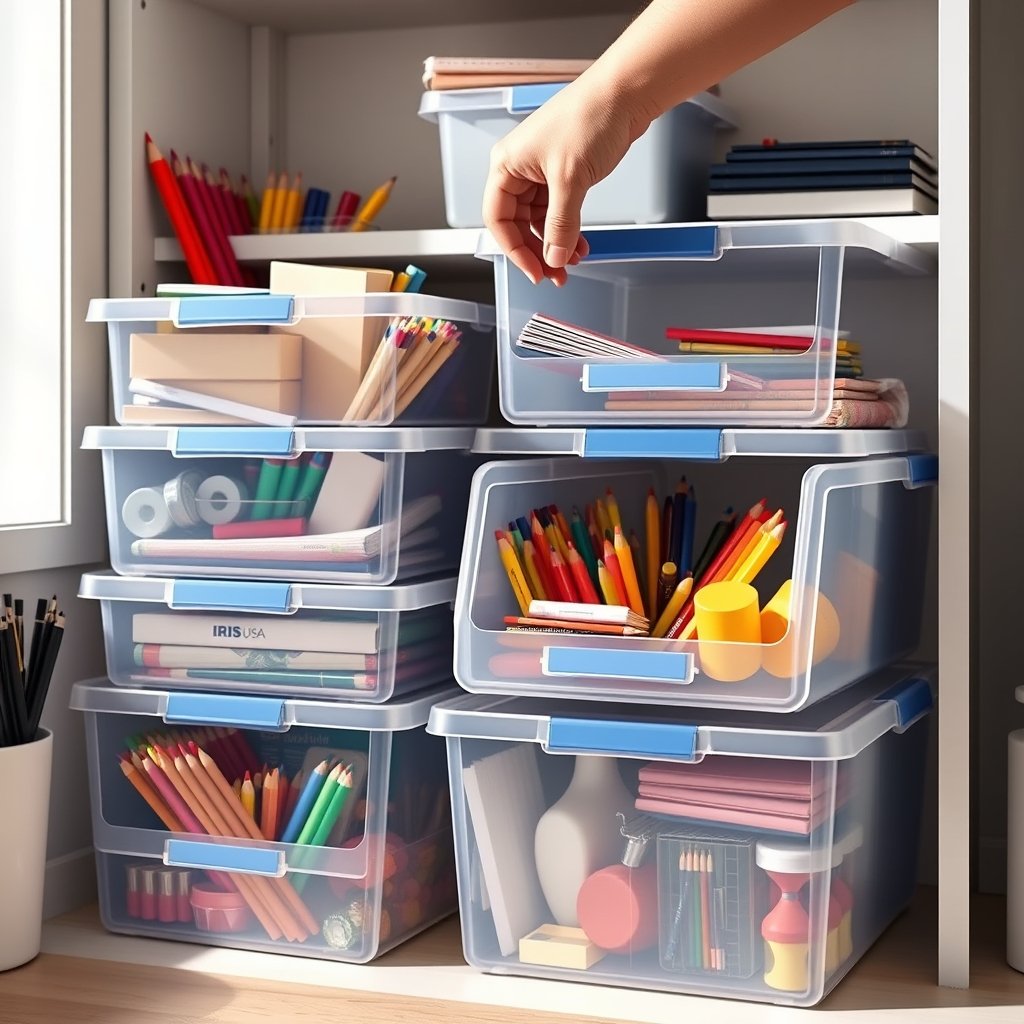 storage bins in action